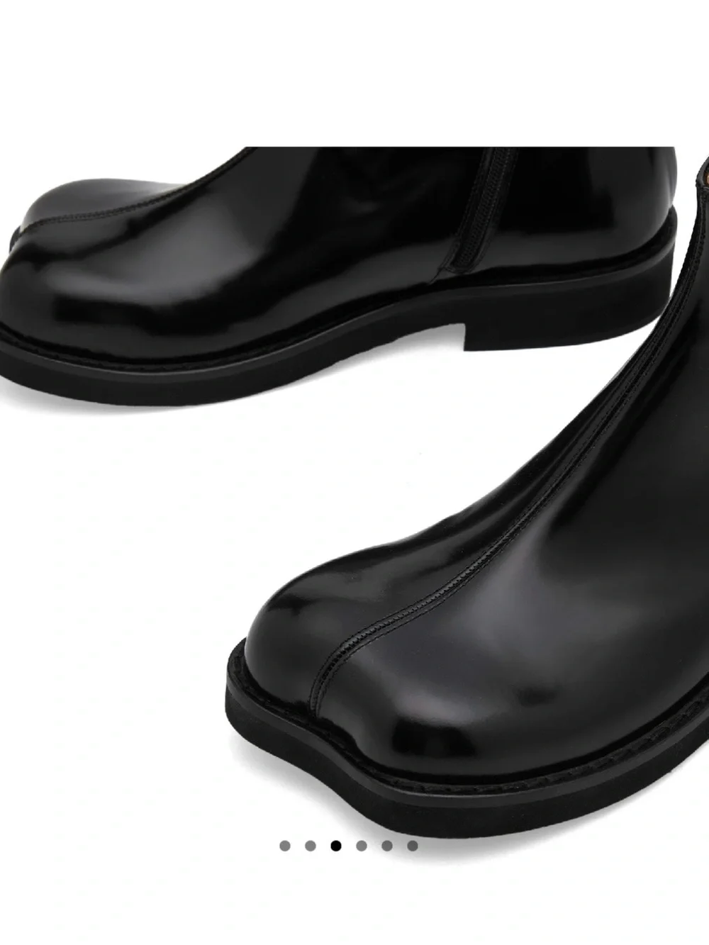 MM6 Maison Martin Margiela ‘Anatomic’ Black Glossy Leather Ankle Boots
